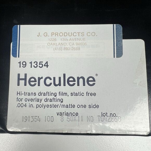 Herculene Hi-trans drafting film Static-free .004 In polyester/matte 8.5x11” 100 - Picture 2 of 2